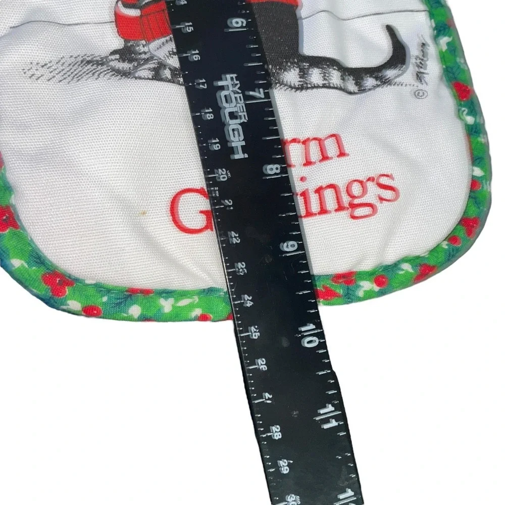 Vintage‎ Christmas Cat Pot Holder Warm Greetings Holiday Kitchen Decor